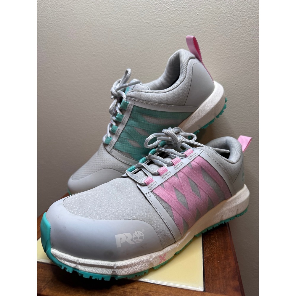 Timberland PRO Flex Women's Work Sneakers‎ Gray Pink Teal Size 9W